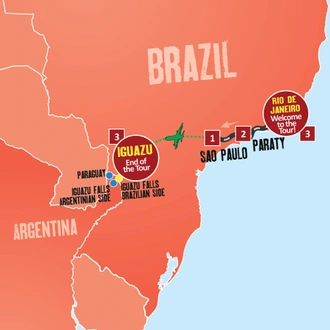 tourhub | Expat Explore Travel | Brazil & Iguazu Highlights - Tour Rio De Janeiro To Iguazu Falls | Tour Map