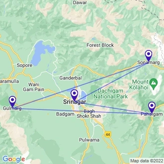 tourhub | UncleSam Holidays | Kashmir Tour | Tour Map