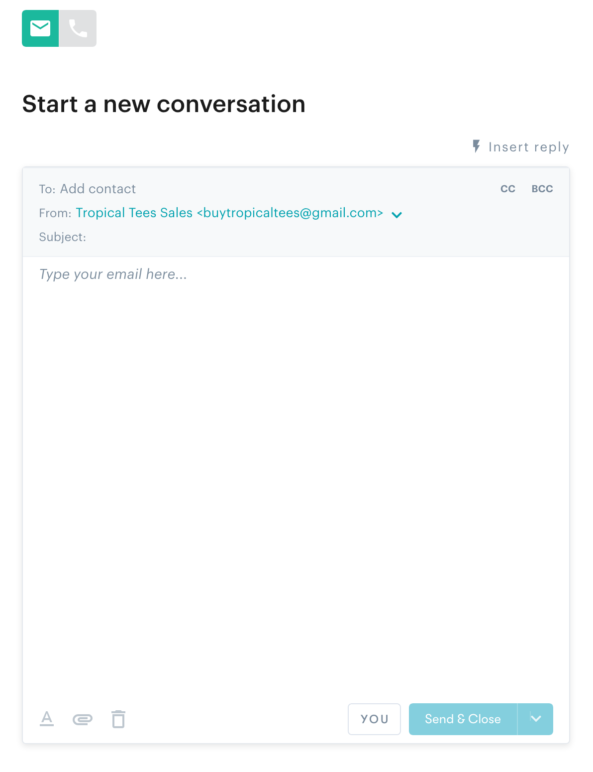 mailbird create a new conversation popup