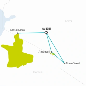 tourhub | Bamba Travel | Safari Dream Adventure 6D/5N (Masai Mara, Amboseli & Tsavo) | Tour Map