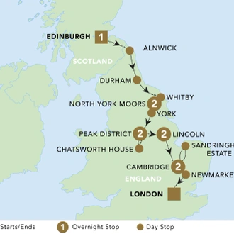 tourhub | Blue-Roads Touring | Enchanting Eastern England 2025 | Tour Map