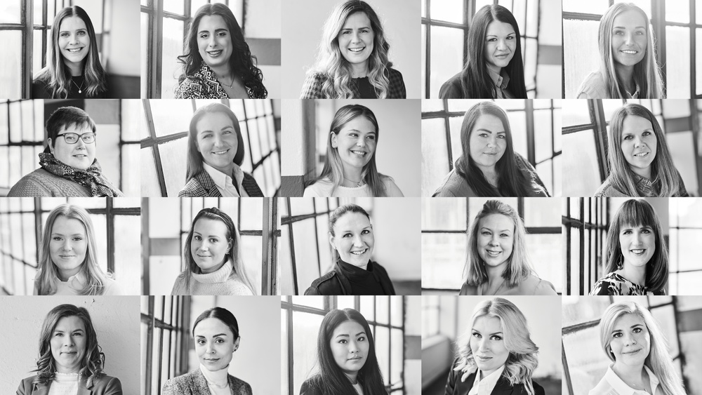 Här är de 20 kvinnor som tar plats på listan Årets unga ledande kvinna 2021. Foto: Day Fotografi