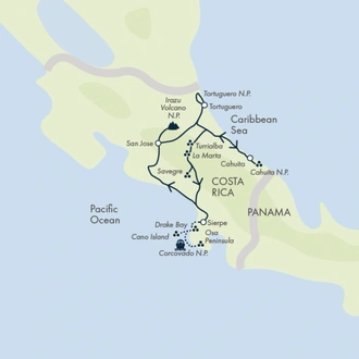 tourhub | Exodus Adventure Travels | Costa Rica's Coastal Secrets | Tour Map