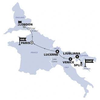 tourhub | Contiki | Road to Paris | Summer | 2025 | Tour Map