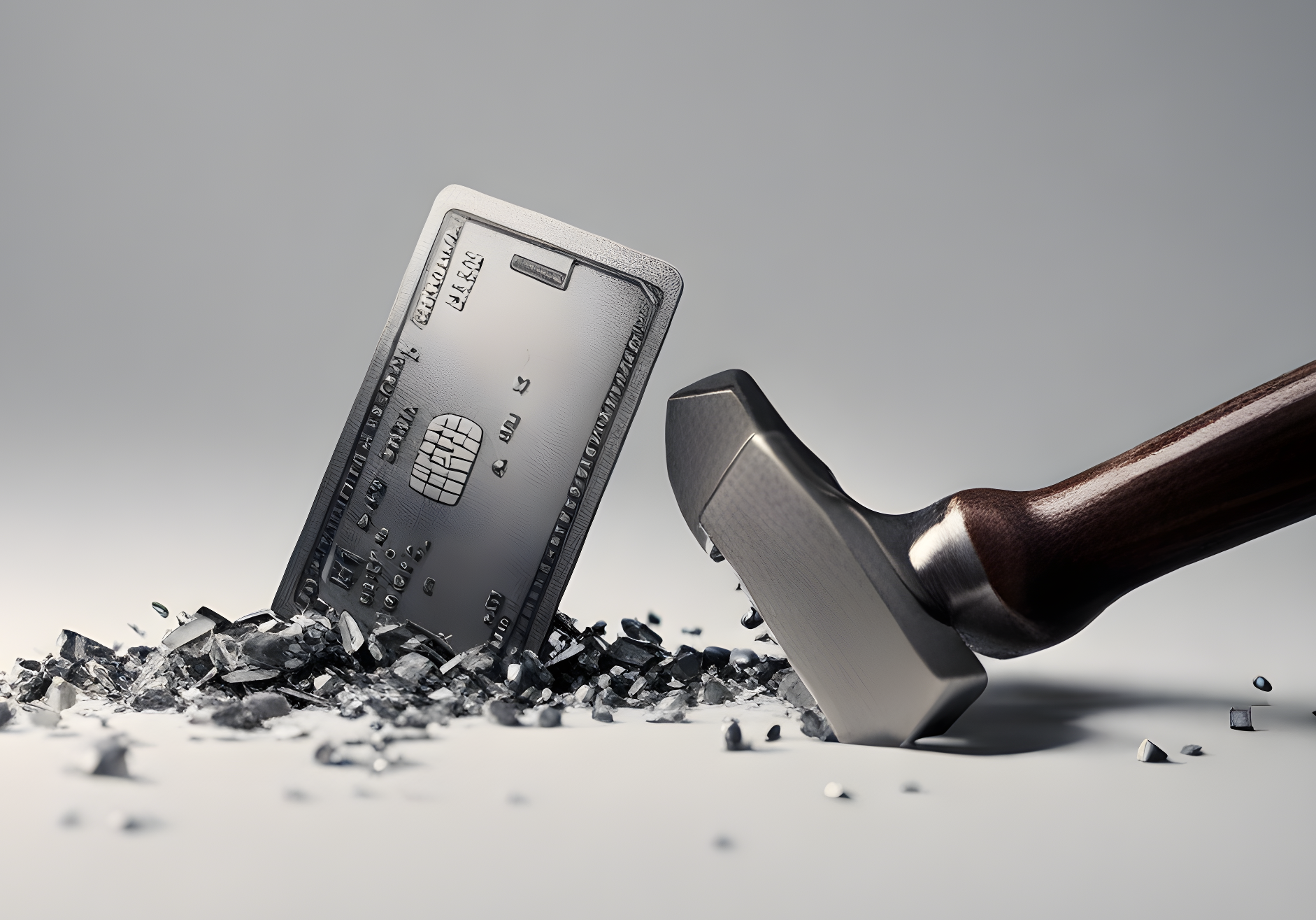 hammer crushing a credit card