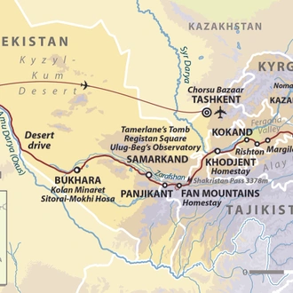 tourhub | Wild Frontiers | Silk Road: Central Asian Odyssey | Tour Map