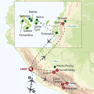 tourhub | Titan Travel | Footsteps of the Incas with Quito and the Galapagos Islands | Tour Map