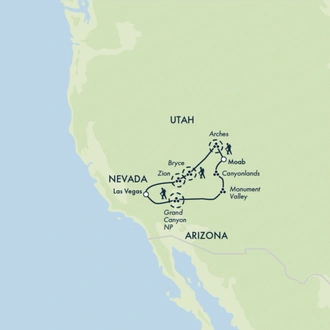 tourhub | Exodus | Beyond the Grand Canyon: Treks of the West - Camping Edition | Tour Map