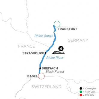 tourhub | Avalon Waterways | The Best of the Rhine (Tranquility II) | Tour Map