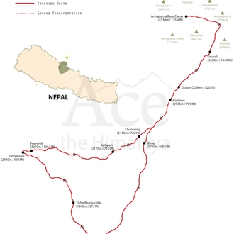 tourhub | Ace the Himalaya | Annapurna Base Camp Trek | Tour Map