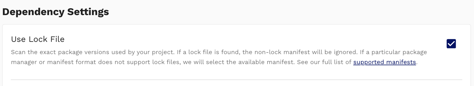Use lock file setting
