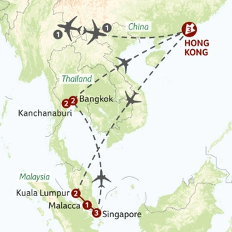 tourhub | Saga Holidays | Grand Tour of Asia | Tour Map