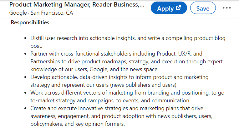 Job Description Of A Product Marketing Manager