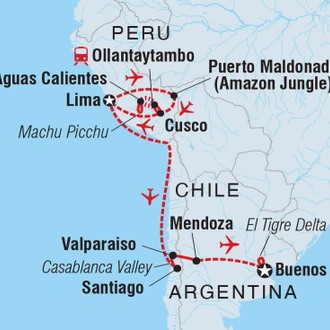 tourhub | Intrepid Travel | Premium Peru, Chile & Argentina | Tour Map