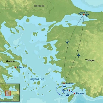 tourhub | Indus Travels | Bodrum and Greek Islands with Blue Cruises | Tour Map