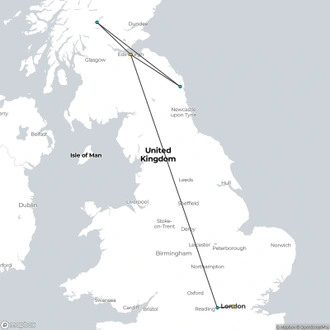 tourhub | Omega Tours | City Lights to Highland Heights: London to Edinburgh | Tour Map