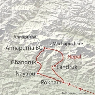 tourhub | World Expeditions | Annapurna Base Camp Trek in Comfort | Tour Map