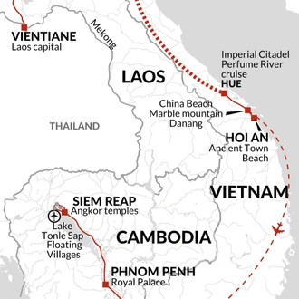 tourhub | Explore! | Jewels Of Indochina | Tour Map