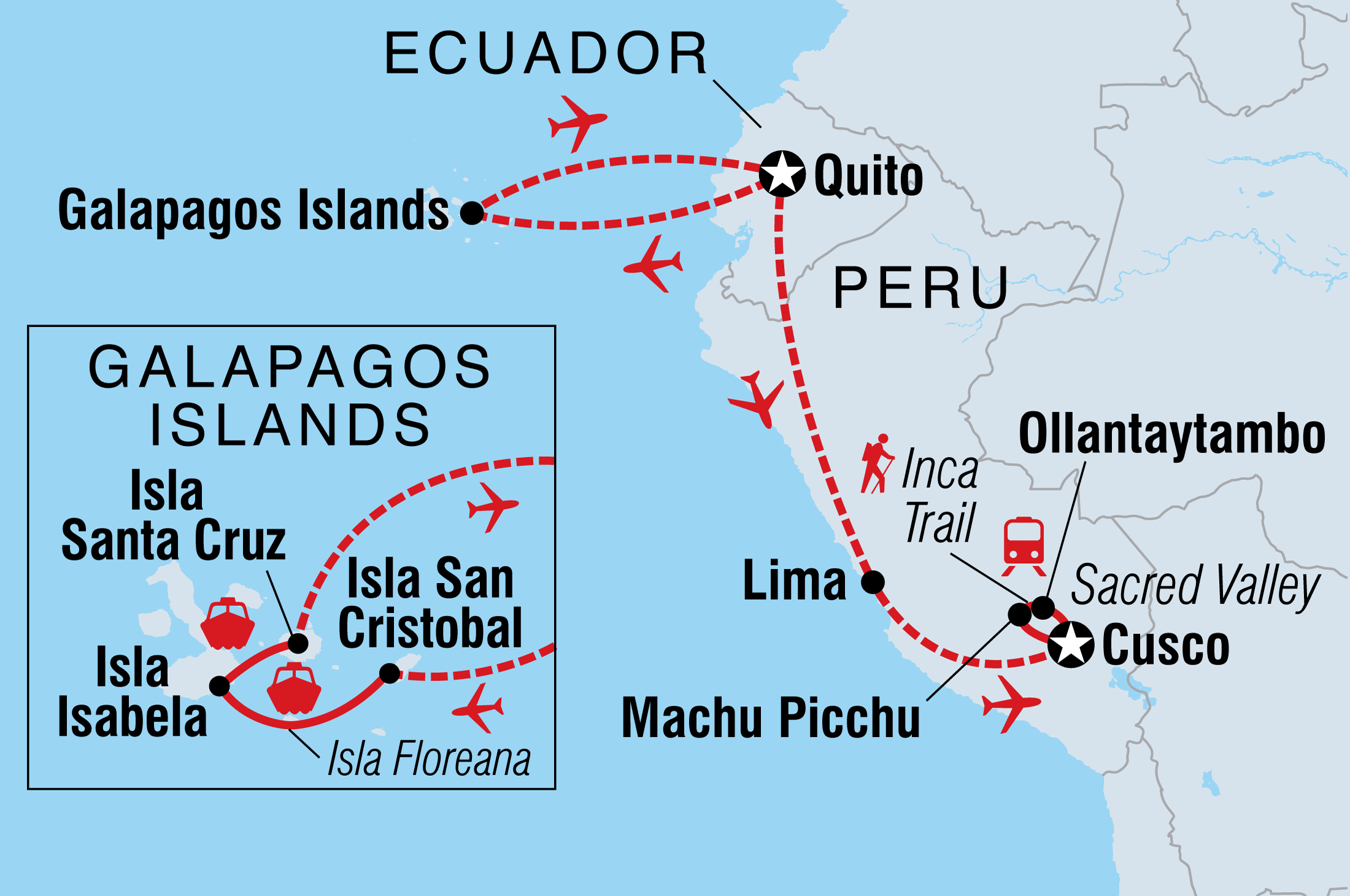 tourhub | Intrepid Travel | Galapagos & Inca Trail Adventure | Tour Map