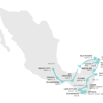 tourhub | Intro Travel | Epic Central America 28 Day | Tour Map