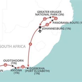 tourhub | Wendy Wu | Kruger to Cape Explored | Tour Map