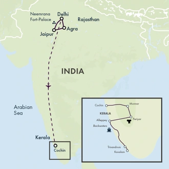 tourhub | Exodus Adventure Travels | India's North & South - Premium Adventure | Tour Map
