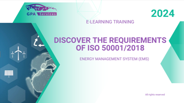 Représentation de la formation : E-LEARNING - DISCOVER THE REQUIREMENTS OF ISO 50001/2018