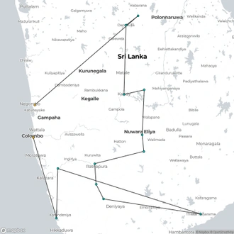 tourhub | Ran Lanka Tour Holidays (pvt) Ltd | History Tour of Sri Lanka | Tour Map