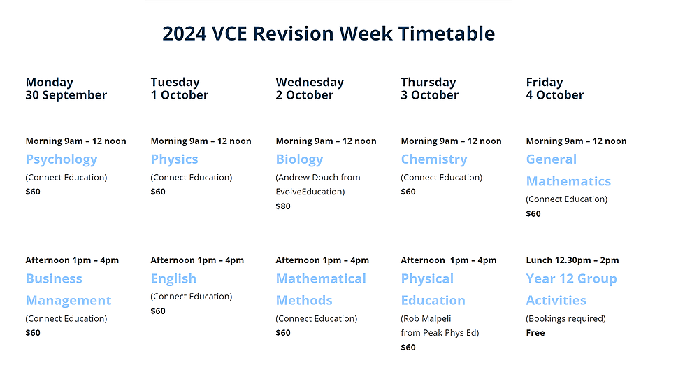 2024 VCE Revision Lectures