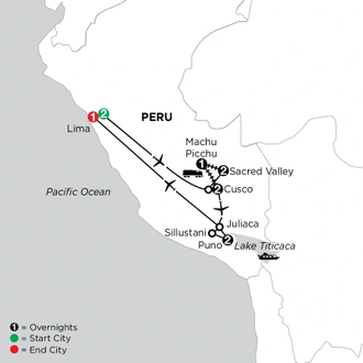 tourhub | Globus | Independent Peru with Lake Titicaca | Tour Map