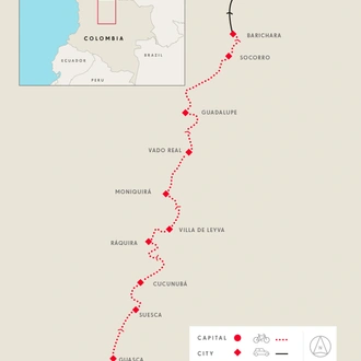 tourhub | SpiceRoads Cycling | Riding the Colombian Andes | Tour Map