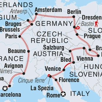 tourhub | Intrepid Travel | Europe Explorer | Tour Map