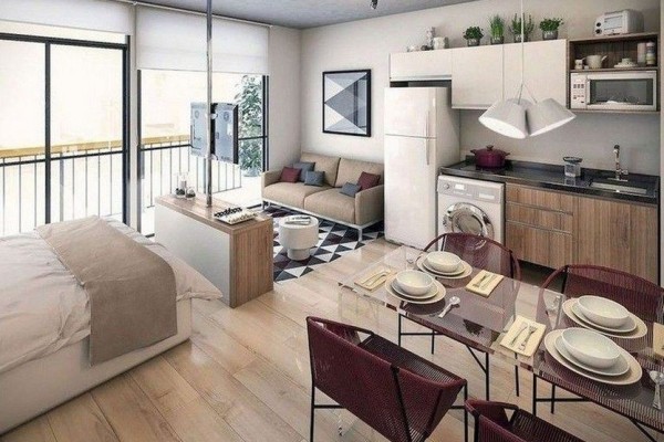 pembagian ruangan di desain apartemen studio minimalis