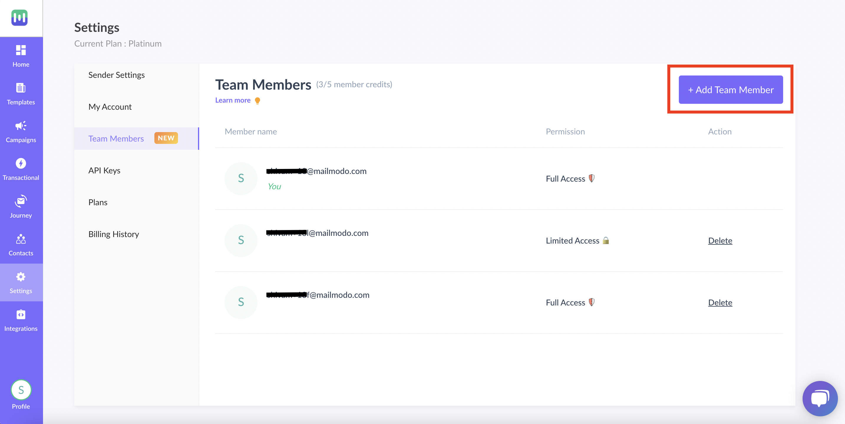 Add and manage users on your Mailmodo account