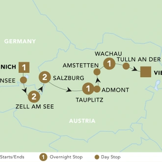 tourhub | Blue-Roads Touring | Essence of Austria 2024 | Tour Map