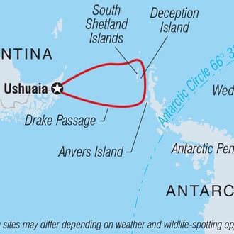 tourhub | Intrepid Travel | Best of Antarctica: Whale Discovery (Ocean Endeavour) | Tour Map
