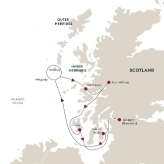 tourhub | HX Hurtigruten Expeditions | The Scottish Isles – Highlights of the Hebrides | Tour Map
