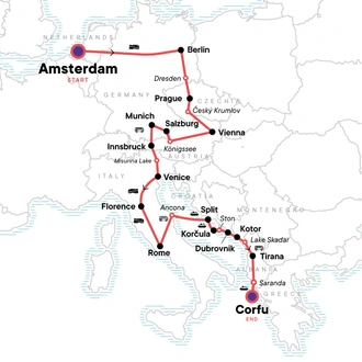 tourhub | G Adventures | One Month in Europe: Germany, Italy & Croatia | Tour Map