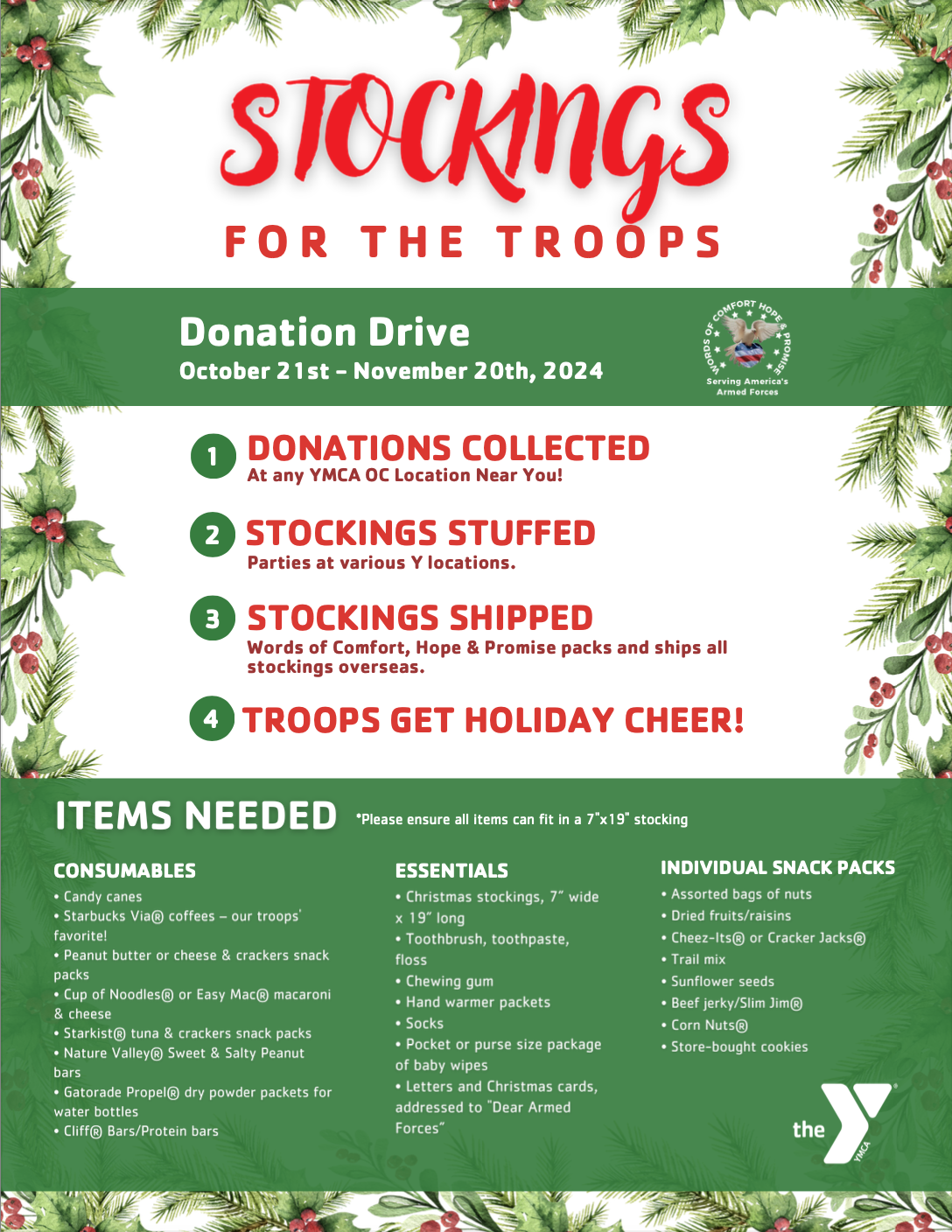 Peterson's YMCA participates in the annual Stockings for the Troops Donation Drive