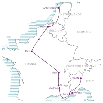 tourhub | U. | 11-Days Route de Soleil - European Rail Trail Travel | Tour Map