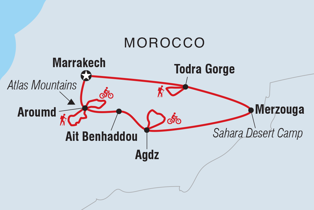 tourhub | Intrepid Travel | Morocco: Hike & Bike | Tour Map