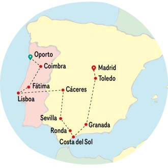 tourhub | VPT TOURS | 10 Days Porto & Andalusia (Saturdays) | Tour Map