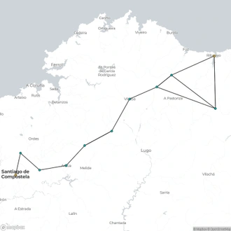 tourhub | The Natural Adventure | Camino del Norte: Ribadeo to Santiago | Tour Map