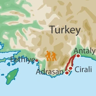 tourhub | UTracks | Lycian Way Coastal Walk | Tour Map