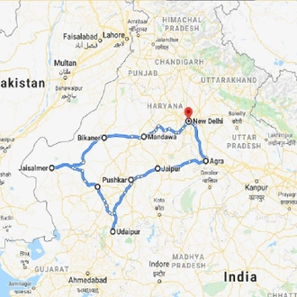 tourhub | UncleSam Holidays | Heritage Rajasthan | Tour Map