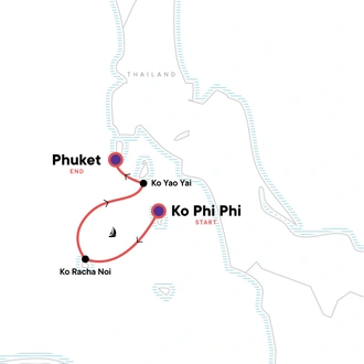 tourhub | G Adventures | Sailing Thailand - Ko Phi Phi to Phuket | Tour Map