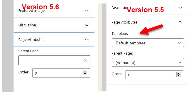 What Is New In WordPress 5.6 and the missing Page Templates and attributes feature