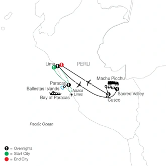 tourhub | Globus | Peru Escape with Nazca Lines | Tour Map