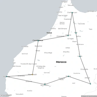 tourhub | Oasis Overland | MARRAKECH to MARRAKECH (15 days) Morocco Encompassed | Tour Map