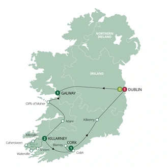 tourhub | Brendan Vacations | Focus on Ireland - Small Group | Tour Map